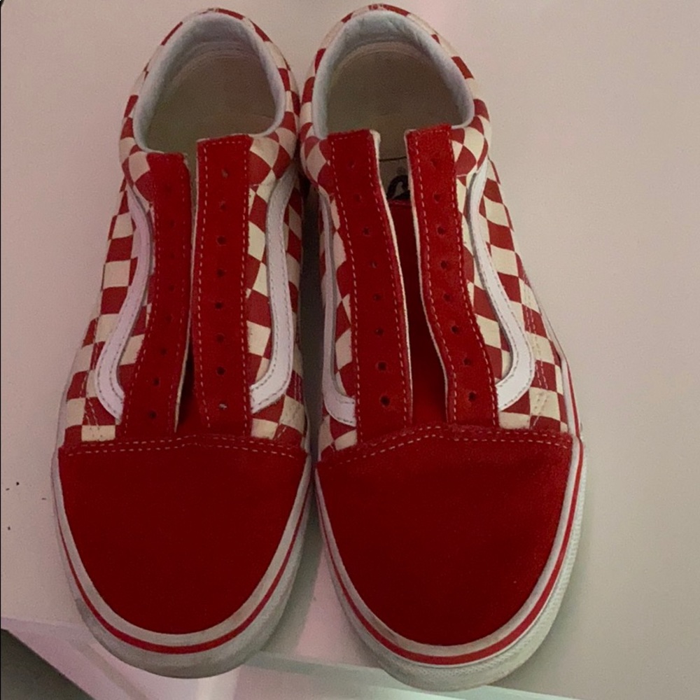 Checkered red old school vans
